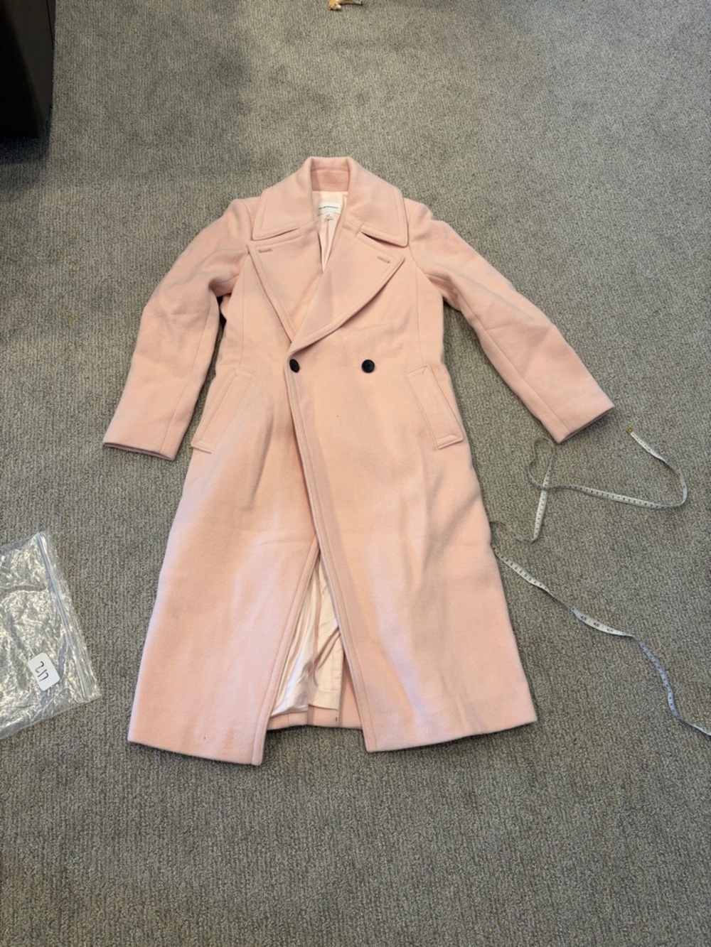 CLUB MONACO Women's Daylina Double-Button Long Wool Coat Size M In Pale Blush